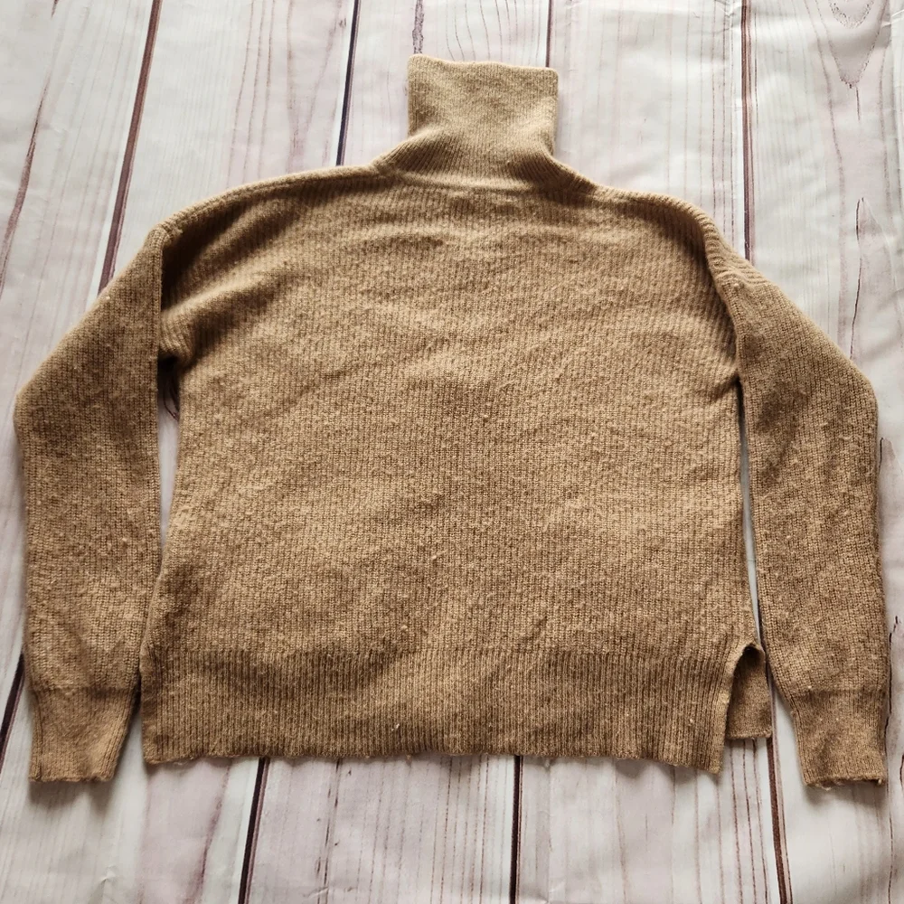Madewell "Glenbrook Half-Zip Pullover Sweater" Heather Saddle Tan Women's Size M - Picture 8 of 12